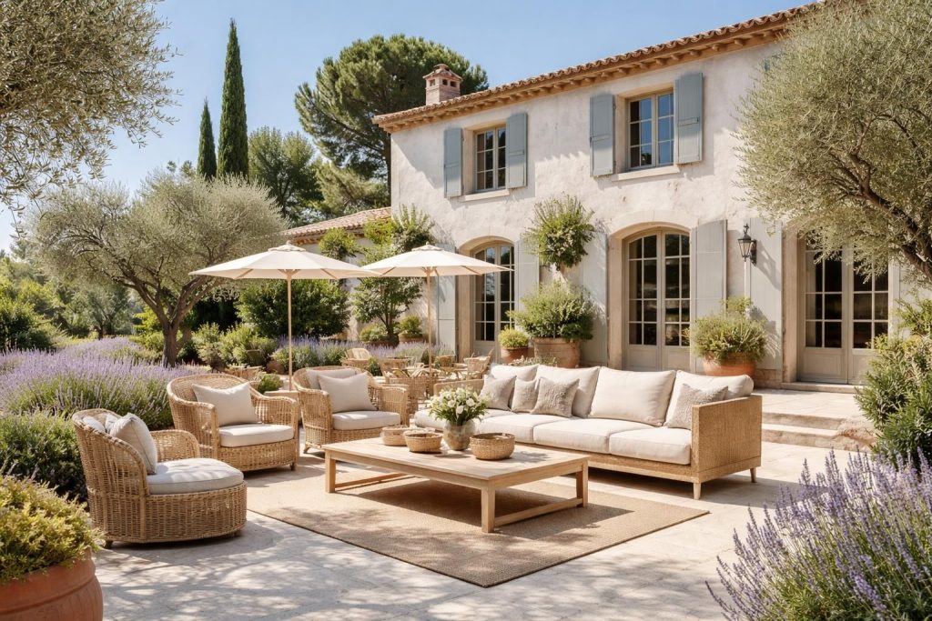 découvrez comment créer un domaine provençal élégant en utilisant les enduits chaux ressource et le mobilier raffiné de flamant pour un intérieur chaleureux et authentique.