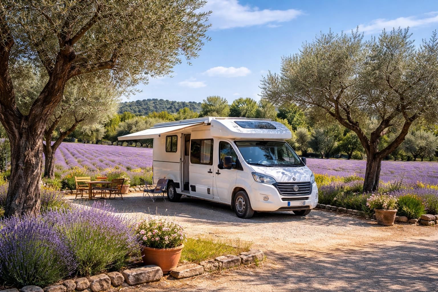 profitez d'un hébergement champêtre dans le var avec parking sécurisé spécialement conçu pour camping-cars fiat ducato et ford transit, idéal pour une escapade nature confortable.