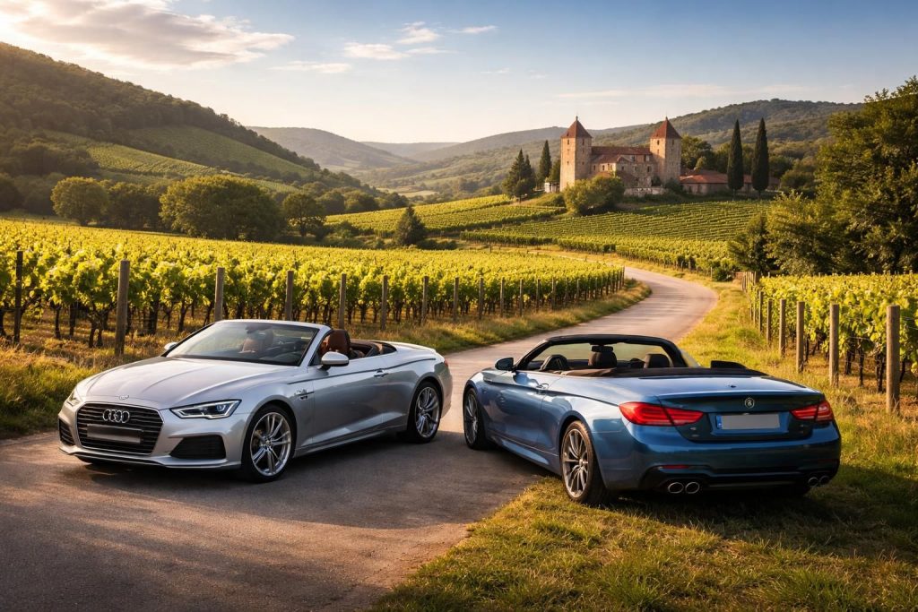 découvrez les plus beaux domaines viticoles à explorer en cabriolet audi a5 ou bmw série 4 pour une expérience alliant luxe, confort et paysages viticoles d'exception.