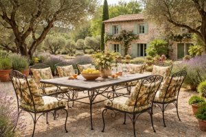 découvrez comment transformer un domaine provençal en un lieu élégant et chaleureux grâce au mobilier en fer forgé et aux coussins les olivades. alliez charme traditionnel et confort moderne pour sublimer votre espace extérieur.